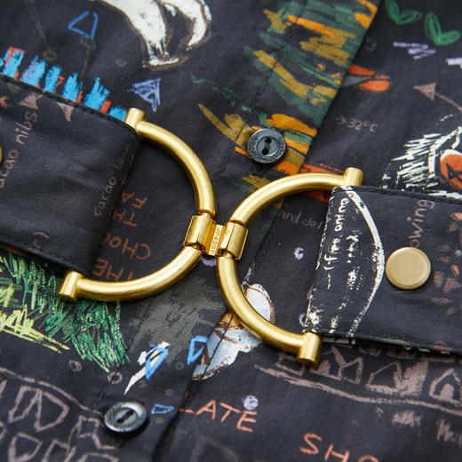 谜底2022秋新款复古趣味印花A型宽松中长款连衣裙长袖女223ML1124 商品图3