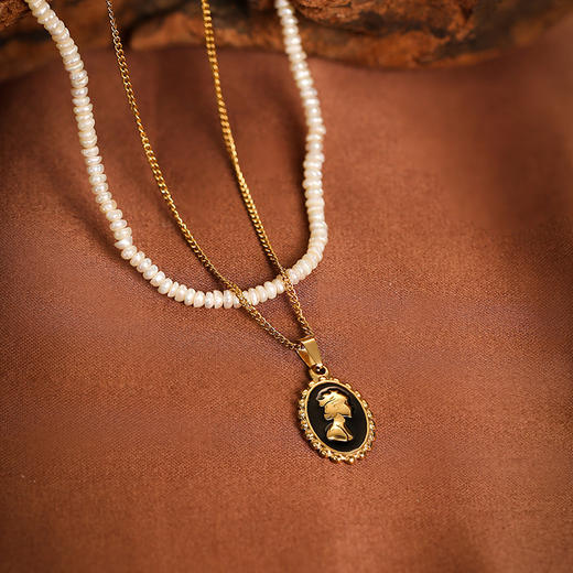 Manreya玛芮雅“神话物语-浪漫化身”法式浪漫头像淡水珍珠双层链 商品图6