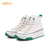 【春节不打烊】Safiya/索菲娅 小白鞋2022冬季新款新潮网红双色高帮鞋厚底系带增高休闲鞋 SF24116181 商品缩略图3