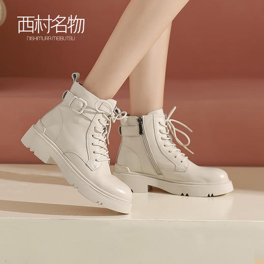 西村名物英伦风马丁靴女2022秋季新款短靴机车靴厚底百搭43961 商品图1