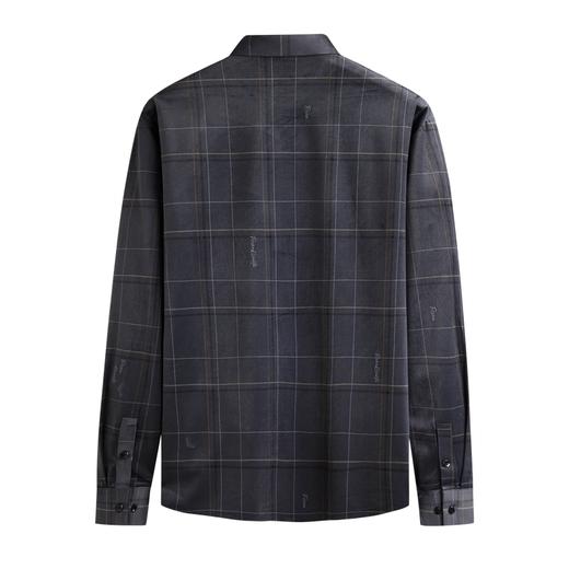 【新款DK】大依优型大码灯芯绒格子长袖衬衫商务休闲绅士免烫衬衣胖子宽松男提花时尚 商品图3