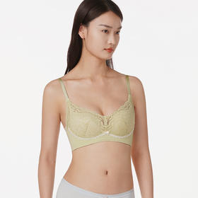 都市丽人自然舒适B杯无金属内衣蕾丝薄3/4杯文胸三排扣软脂胶圈LB2AG1