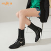 Safiya/索菲娅 中筒靴2022年冬季新品设计感小众链条炸街尖头切尔西靴 SF24116116 商品缩略图5
