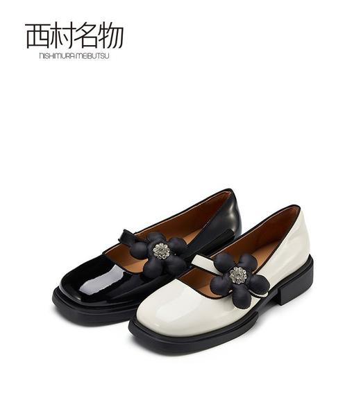 西村名物甜美玛丽珍鞋女低跟一脚蹬皮单鞋2022秋新商场同款36881 商品图0