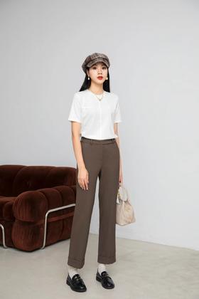 322253#侧扣子卷边西装裤