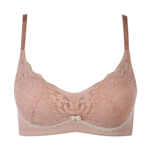 都市丽人自然舒适B杯无金属内衣蕾丝薄3/4杯文胸三排扣软脂胶圈LB2AG1 商品图4