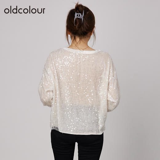 oldcolour2021秋商场同款法式金属感亮片衬衫女N34013475 商品图2