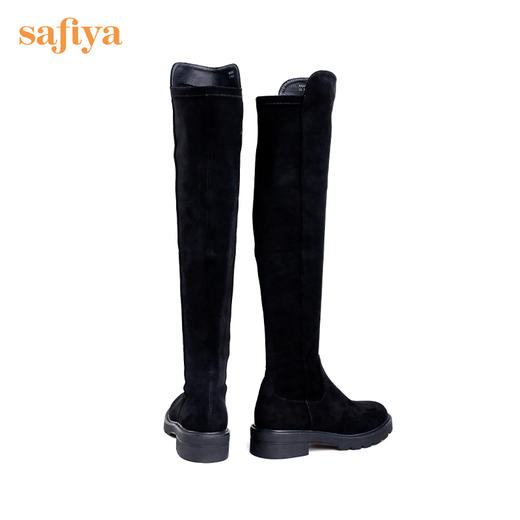 【春节不打烊】Safiya/索菲娅 女鞋2022年冬季新款圆头高筒平底弹力显瘦过膝长靴 SF24117032 商品图5