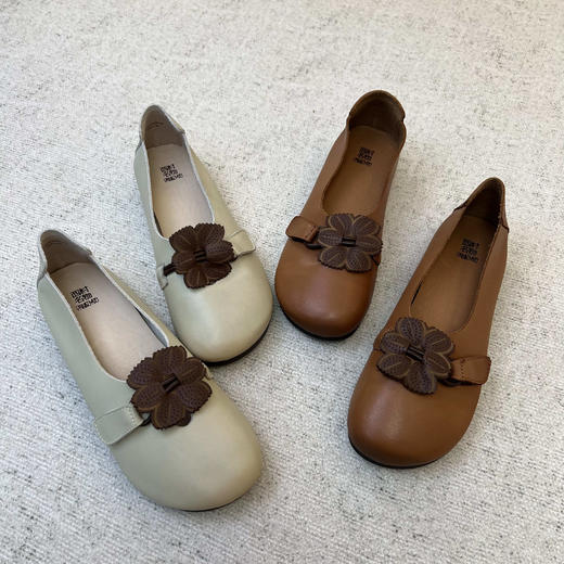 西村名物2022秋季新款花朵浅口单鞋女平底软底豆豆鞋37651 商品图0