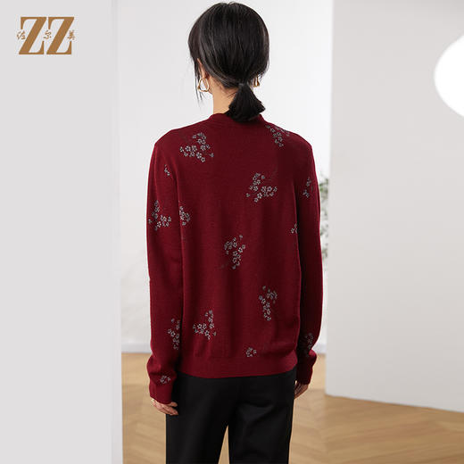 佐尔美秋季新款 纯色气质圆领羊绒衫女E14MS04 商品图4