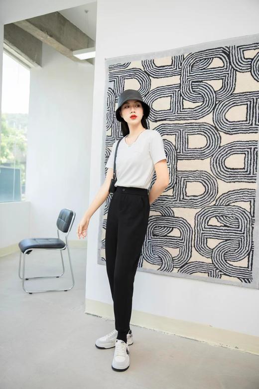 L2243#半松紧腰休闲直筒裤 商品图2