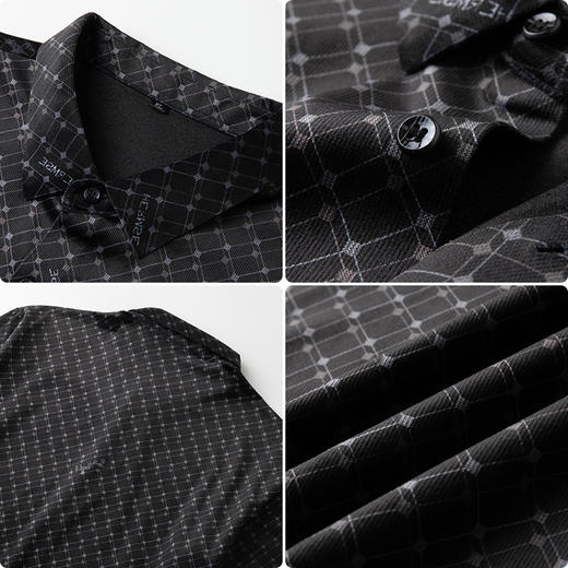 【新款DK】大依优型大码长袖衬衫灯芯绒条纹商务休闲绅士免烫衬衣胖子宽松男提花时尚 商品图4