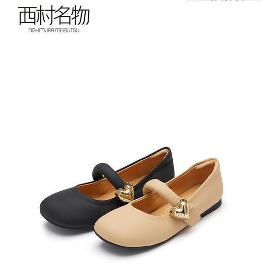 西村名物秋季新款玛丽珍女小羊皮软底爱心法式蛋卷浅单鞋36971 商品图0