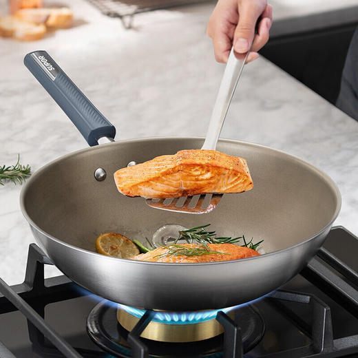 苏泊尔（SUPOR） 炒锅有钛无涂层不粘锅 家用不锈钢炒菜锅防粘锅 平底炒锅电磁炉燃气灶通用 32CM CC32JG3 商品图3