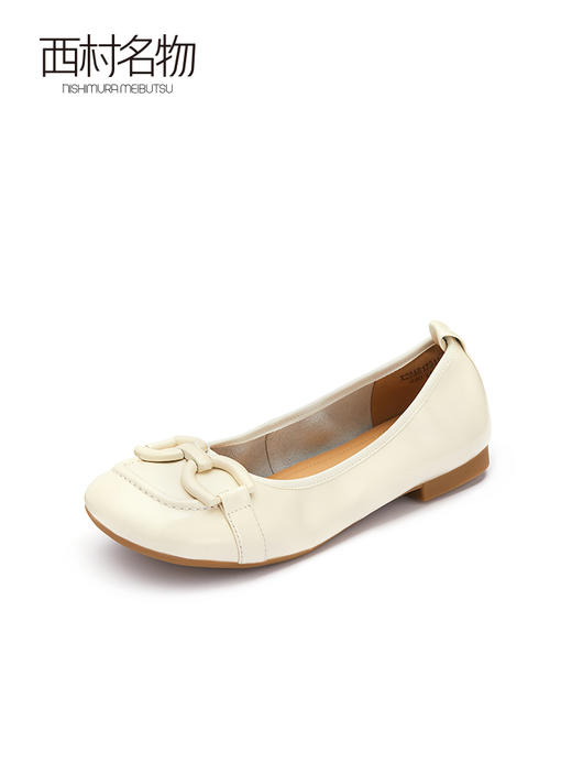 西村名物2022春季新款商场同款气质通勤舒适平跟女奶奶单鞋17311 商品图0