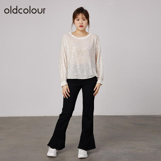 oldcolour2021秋商场同款法式金属感亮片衬衫女N34013475 商品图3