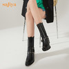 Safiya/索菲娅 中筒靴2022年冬季新品设计感小众链条炸街尖头切尔西靴 SF24116116 商品缩略图6