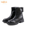 【春节不打烊】Safiya/索菲娅 2022冬季新品黑色时装靴英伦风弹力软皮户外厚底增高中跟烟筒靴 SF24116039 商品缩略图6