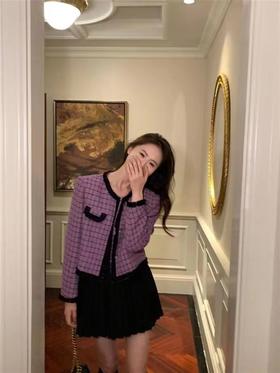 【社群供T】韩版格纹撞色甜美洋气chic香风外套（下单后7天内发货）
