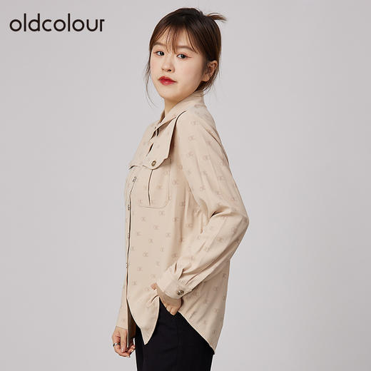 oldcolour2021秋商场同款设计感小众复古休闲衬衫女N34013405 商品图3