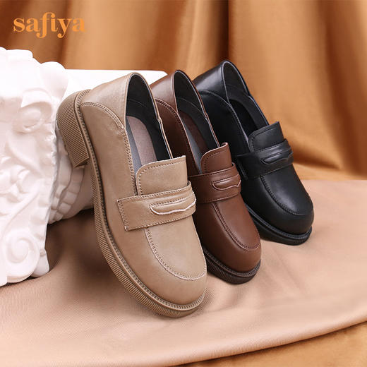 Safiya/索菲娅 2022秋季新品乐福鞋复古英伦风哑光软牛皮舒适JK小皮鞋 SF23112355 商品图0