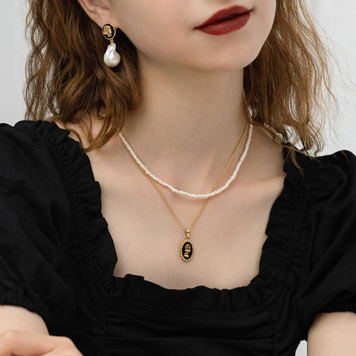 Manreya玛芮雅“神话物语-浪漫化身”法式浪漫头像淡水珍珠双层链 商品图3