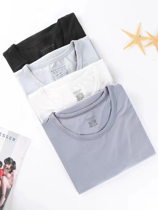 SCHIESSER 德国舒雅铂雅男士超细莫代尔透气修身单件短袖95/0137M 商品图3