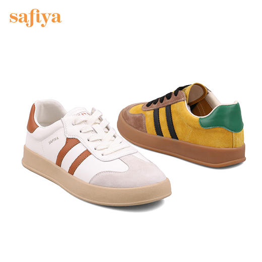 Safiya/索菲娅 2022秋季新品棒球鞋女网红新款百搭休闲绒面透气拼色德训鞋 SF23112429 商品图8