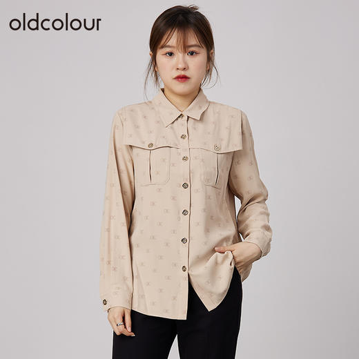 oldcolour2021秋商场同款设计感小众复古休闲衬衫女N34013405 商品图0