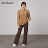 oldcolour2021秋商场同款宽松显瘦纯色荷叶领长袖T恤女N34023408 商品缩略图1