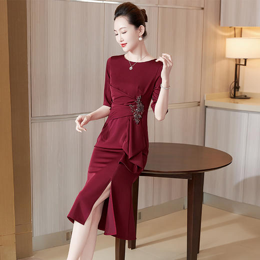 婚庆妈妈装阔太太时尚优雅连衣裙喜婆婆婚宴礼服LC2277 商品图3