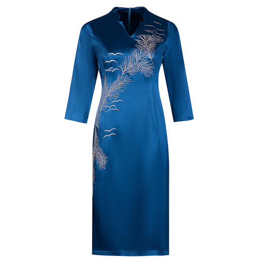 秋装新款，醋酸面料重工绣花连衣裙高端婚宴喜婆婆礼服DY-Q6066 商品图6