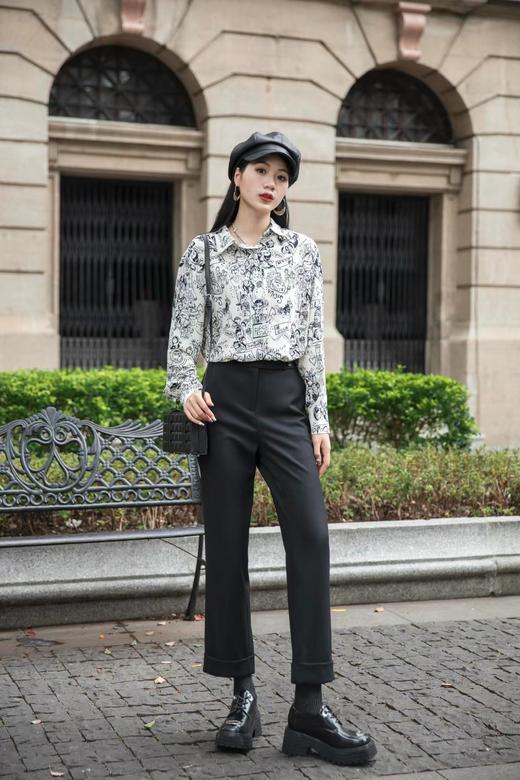 322253#侧扣子卷边西装裤 商品图1