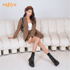 【新品特惠】Safiya/索菲娅  2022秋冬新款长靴女新潮设计感双层炸街厚底小众裤管靴 SF24117136 商品缩略图1