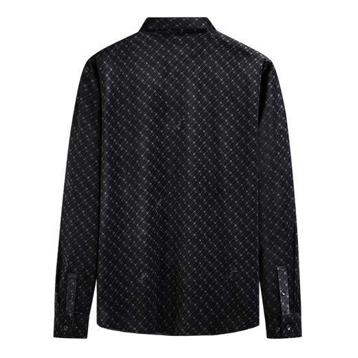 【新款DK】大依优型大码长袖衬衫灯芯绒条纹商务休闲绅士免烫衬衣胖子宽松男提花时尚 商品图3