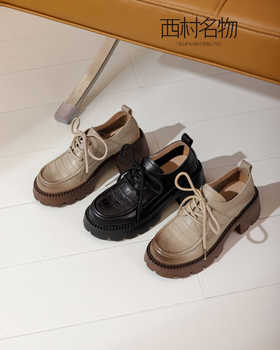 西村名物2022春季新款潮酷牛津鞋女齿轮软厚底JK制服小皮鞋X22AM19711