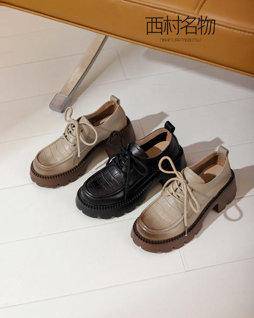 西村名物2022春季新款潮酷牛津鞋女齿轮软厚底JK制服小皮鞋X22AM19711 商品图0