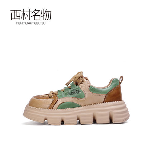 西村名物鞋子女秋季2022新款复古休闲运动板鞋百搭松糕厚底37691 商品图2