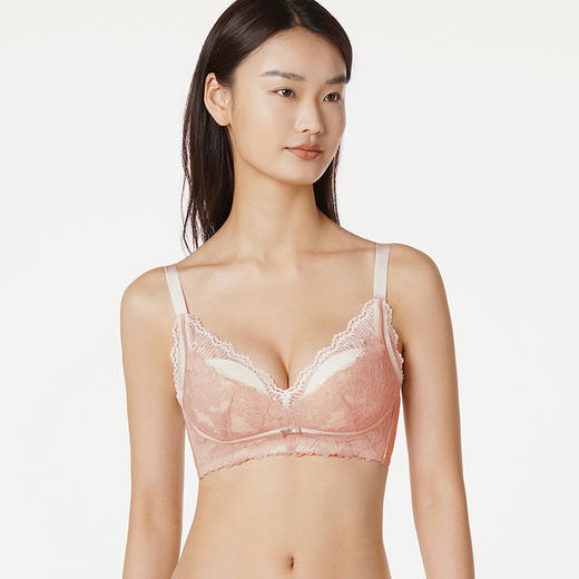 都市丽人自然舒适A杯无磁内衣蕾丝加厚3/4杯文胸三排扣无钢圈LB21G3 商品图0