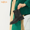 【春节不打烊】Safiya/索菲娅 2022冬季新品黑色时装靴英伦风弹力软皮户外厚底增高中跟烟筒靴 SF24116039 商品缩略图0