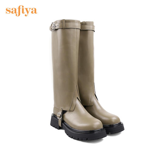 【新品特惠】Safiya/索菲娅  2022秋冬新款长靴女新潮设计感双层炸街厚底小众裤管靴 SF24117136 商品图5