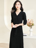 剩S/M/L/XL 米思阳2026春冬知性优雅V领长袖连衣裙黑色针织中长裙子3199 商品缩略图2