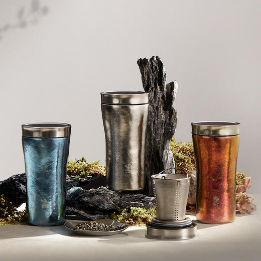 保鲜12h 茶水不变质 | 鸣盏 纯钛泡茶保温杯 茶水分离办公茶具钛杯MZ8007[福利品] 商品图1