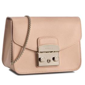 FURLA 芙拉 女士粒面皮革金属字母徽标刻花斜挎单肩包 裸色 884893