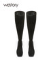 westory22年秋冬新款黑色时髦方头粗跟长靴过膝弹力瘦瘦靴82251 商品缩略图2
