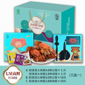 【礼券】阳澄湖七星高照10只装 鲜活大闸蟹 （A/B/C三选一）