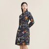 谜底2022秋新款复古趣味印花A型宽松中长款连衣裙长袖女223ML1124 商品缩略图1