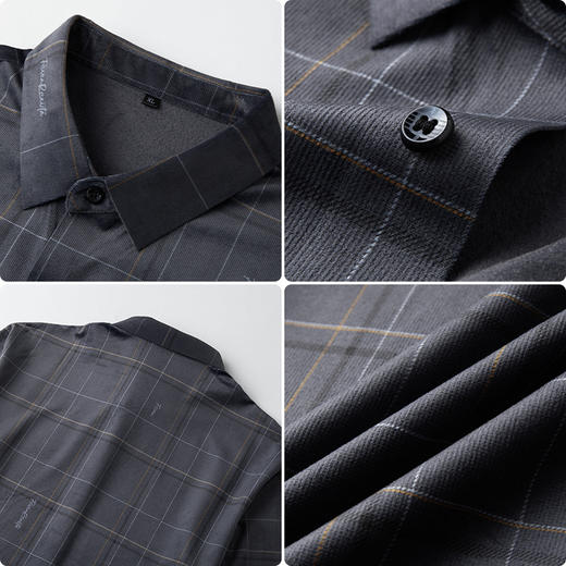 【新款DK】大依优型大码灯芯绒格子长袖衬衫商务休闲绅士免烫衬衣胖子宽松男提花时尚 商品图4