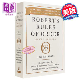 【中商原版】罗伯特议事规则 美国组织议事规则的黄金标准 第12修订版 英文原版 Robert's Rules of Order Henry Robert