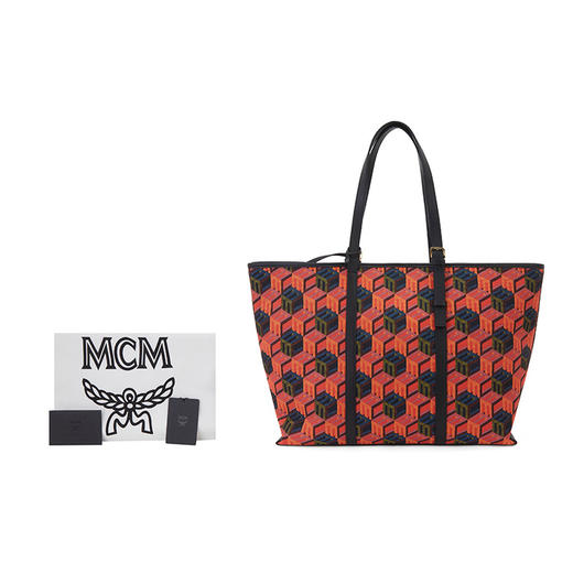 MCM 女士 Patricia 立方形经典logo手提单肩包 橘色 MWPCSCK01 MT001 商品图4